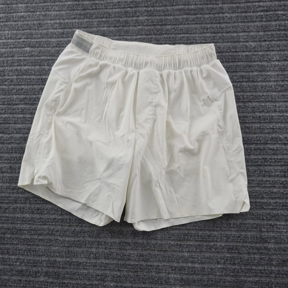 Lululemon Surge Athletic Shorts Mens M White Lined Running 5in Inseam